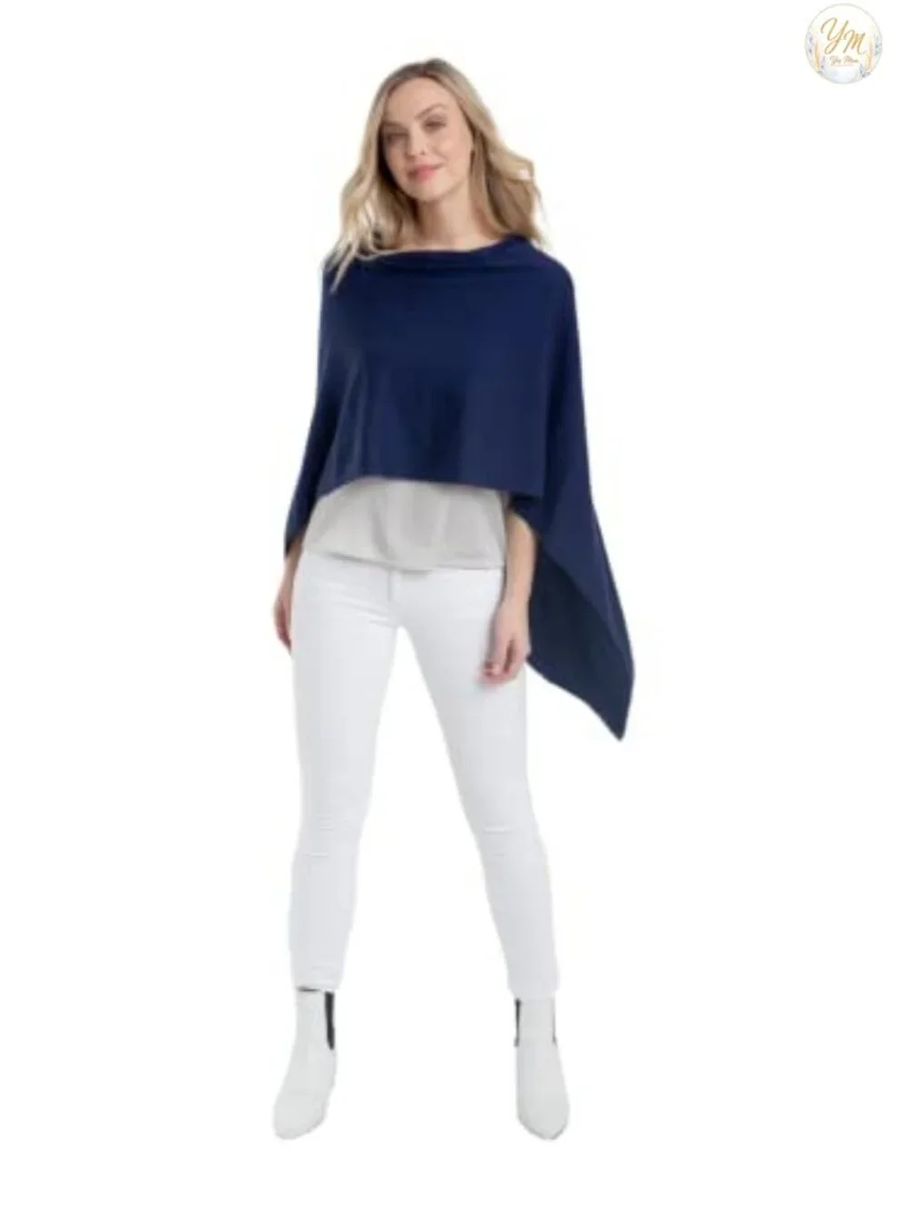 Luxury Cashmere Blend Poncho Shawl Wrap Topper One Size